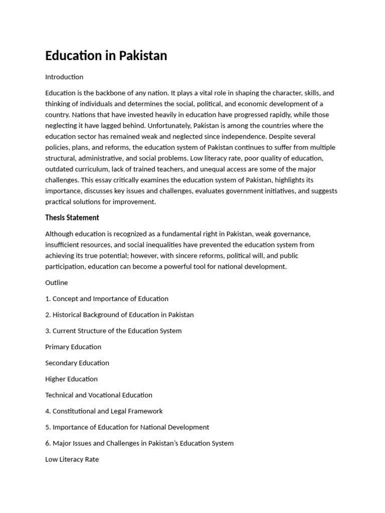Challenges in Pakistan's Education System | PDF | Empowerment | Literacy