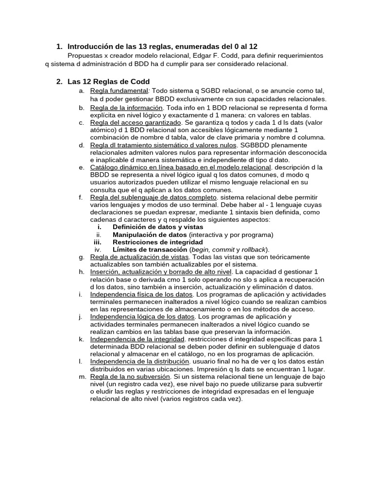 12 Reglas de Codd | PDF | Ciencias de la Computación | Datos