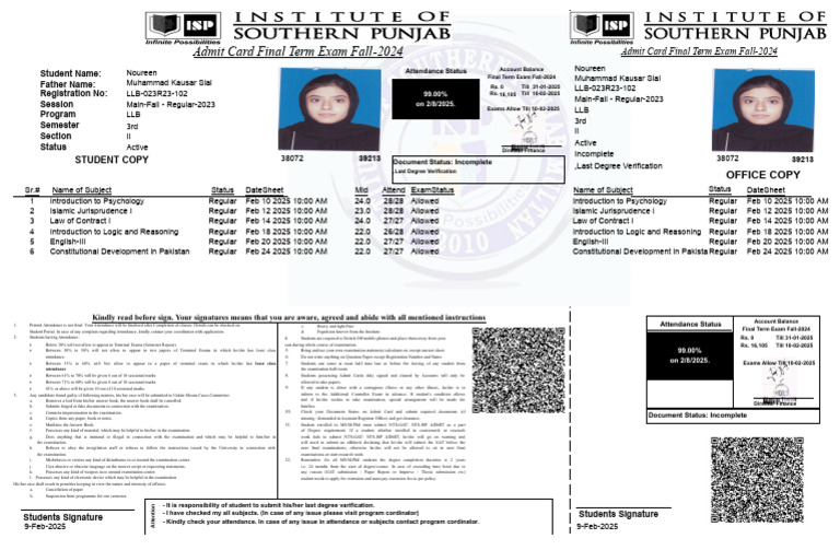 LLB Student Exam and Attendance Guidelines | PDF | Justice | Crime ...