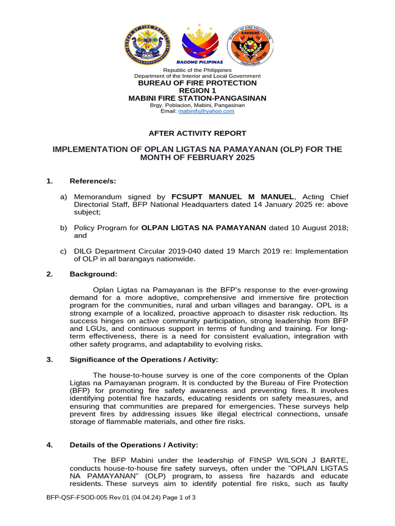 February 2025 Fire Safety Report OLP | PDF | Fire Safety | Public Safety
