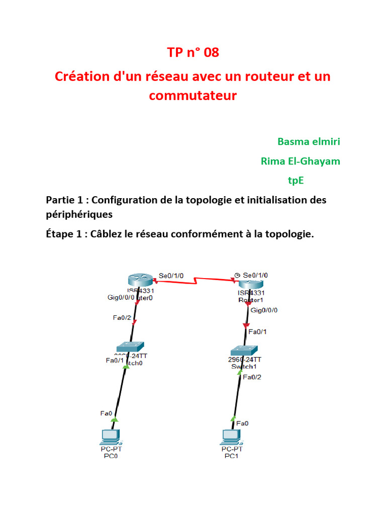 Configuration réseau avec routeur et switch | PDF | Routage | Adresse IP