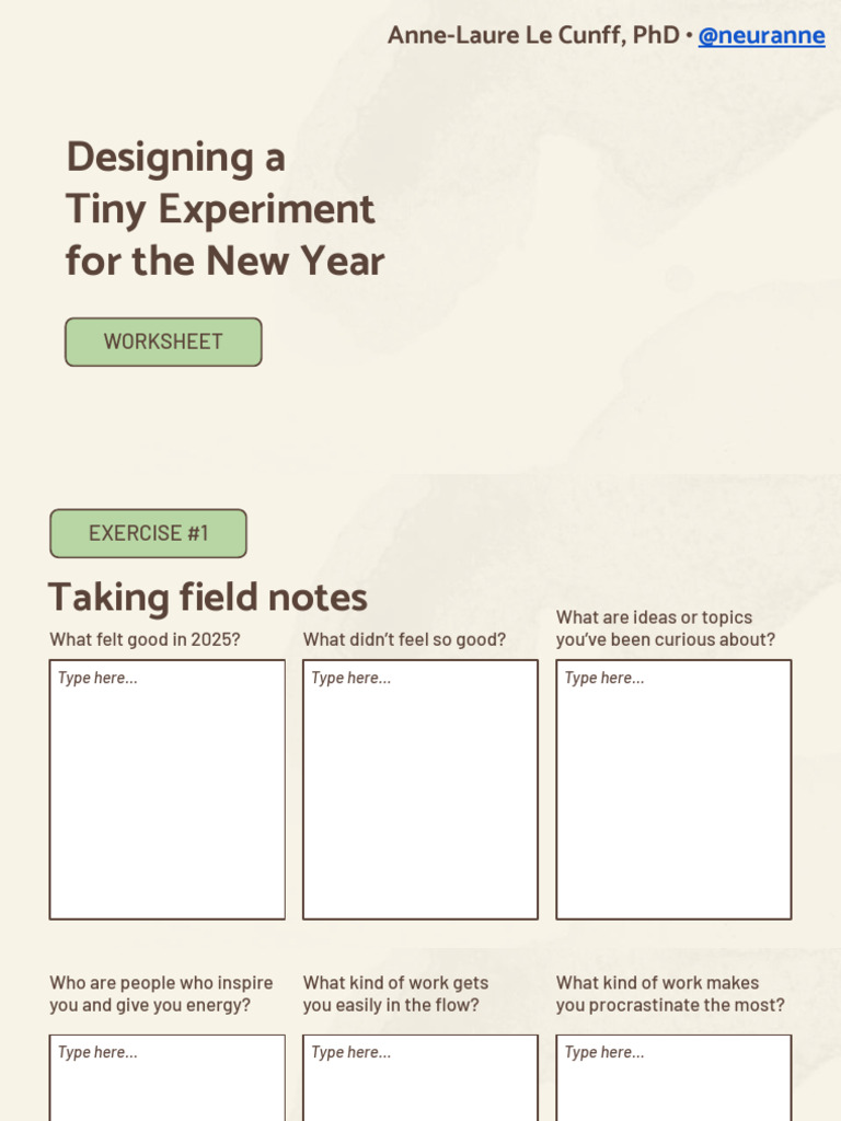 Tiny Experiment Worksheet for 2025 | PDF