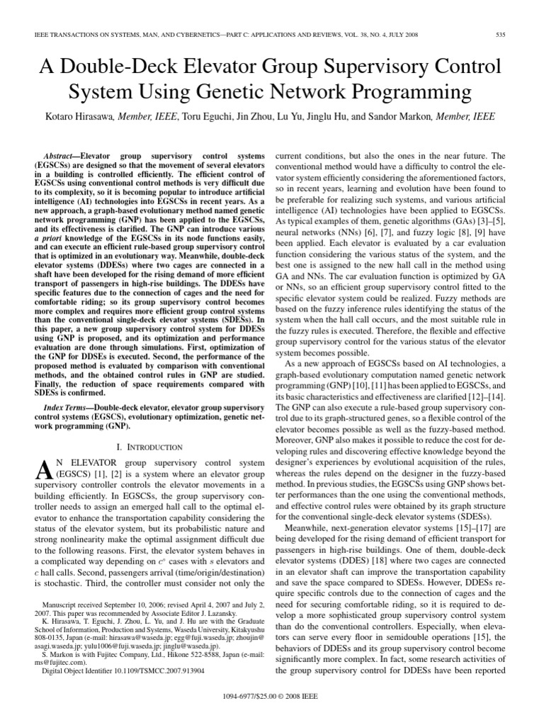 Double-Deck Elevator Control with GNP | PDF | Elevator | Mathematical ...