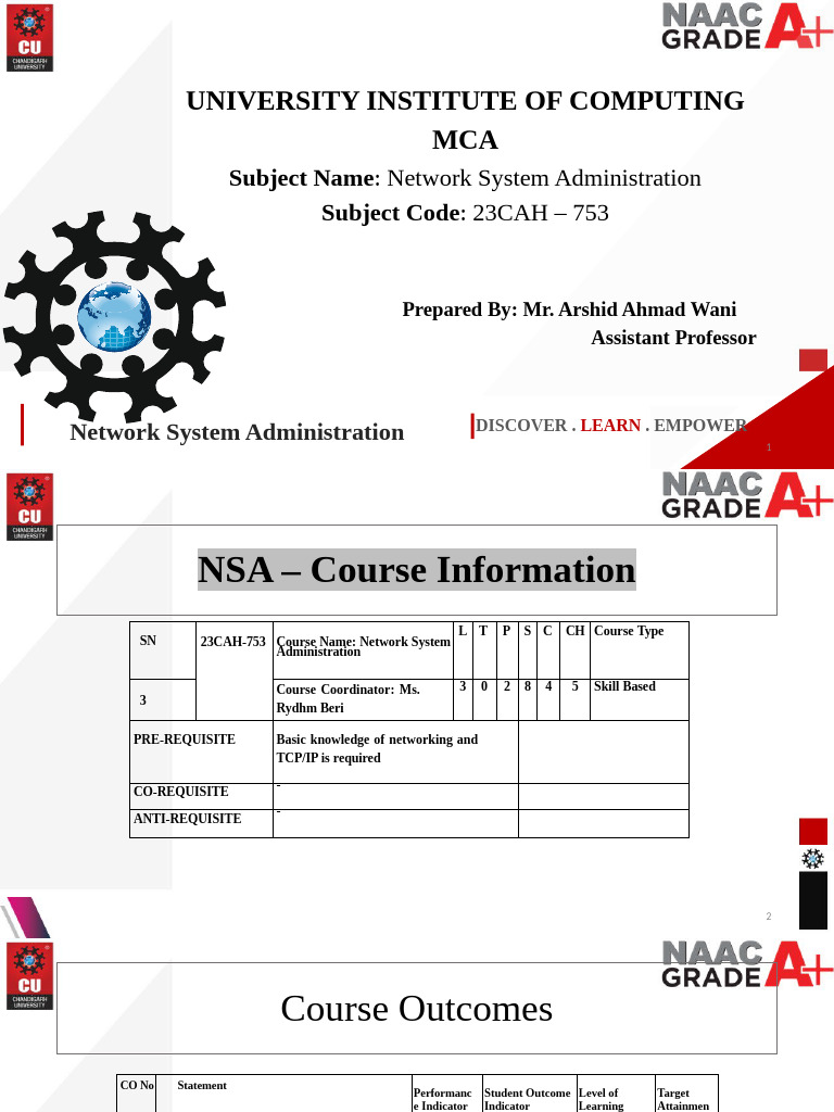 Network System Administration Course Guide | PDF | Computer Network ...