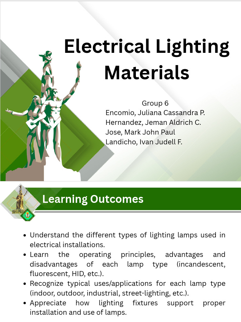 Group 6 Lighting-Materials | PDF | Incandescent Light Bulb | Lighting