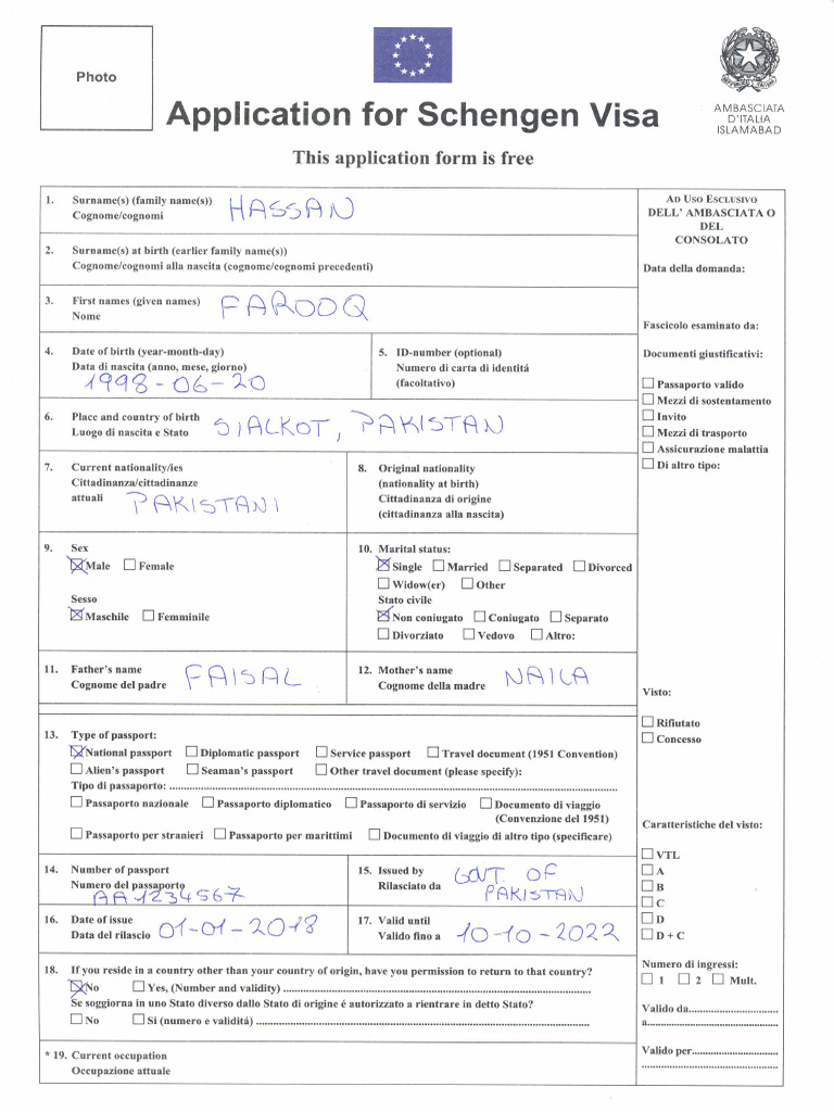 Visa Application For Students FILLED | PDF