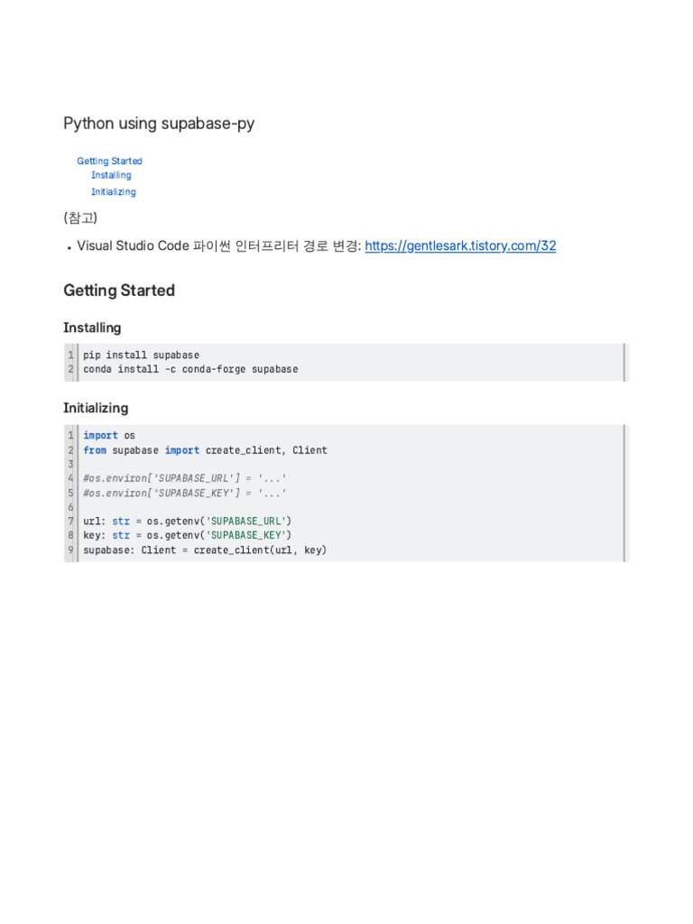 Supabase-Py Python Setup Guide | PDF