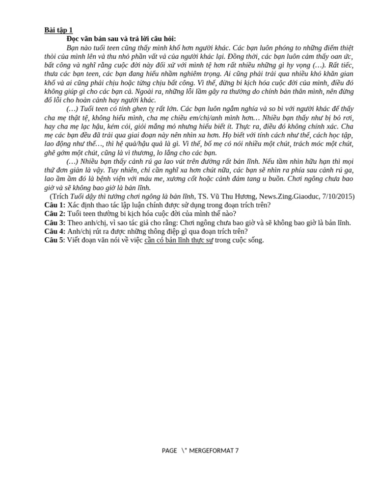 Bai Tap Doc Hieu | PDF