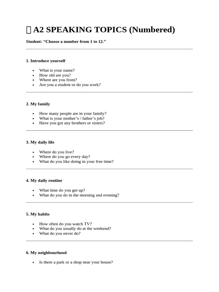 A2 Speaking and Writing Topics Guide | PDF | Chess | Chess Theory