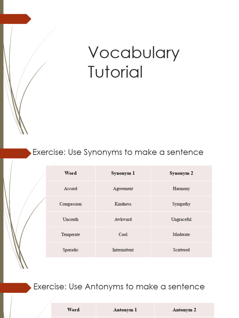 Vocabulary Synonyms and Antonyms Guide | PDF | Linguistics