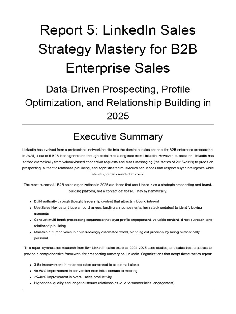 Master LinkedIn Sales Strategy 2025 | PDF | Linked In | Sales