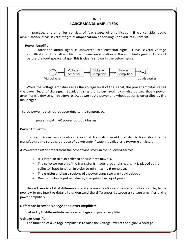 Large Signal Amplifiers Explained | PDF | Amplifier | Electrical Impedance