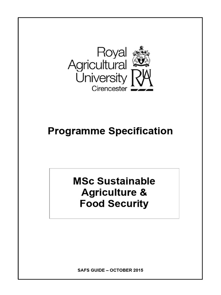 MSc in Sustainable Agriculture & Food Security | PDF | Sustainability ...