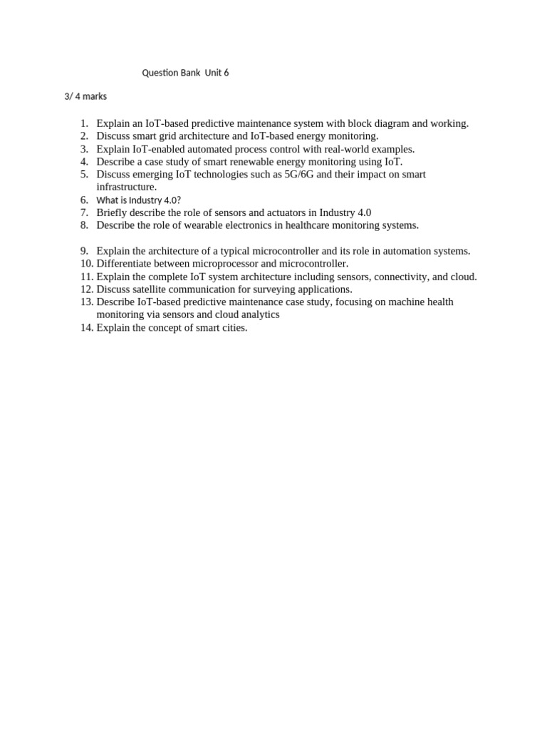 Question Bank Unit 6 | PDF