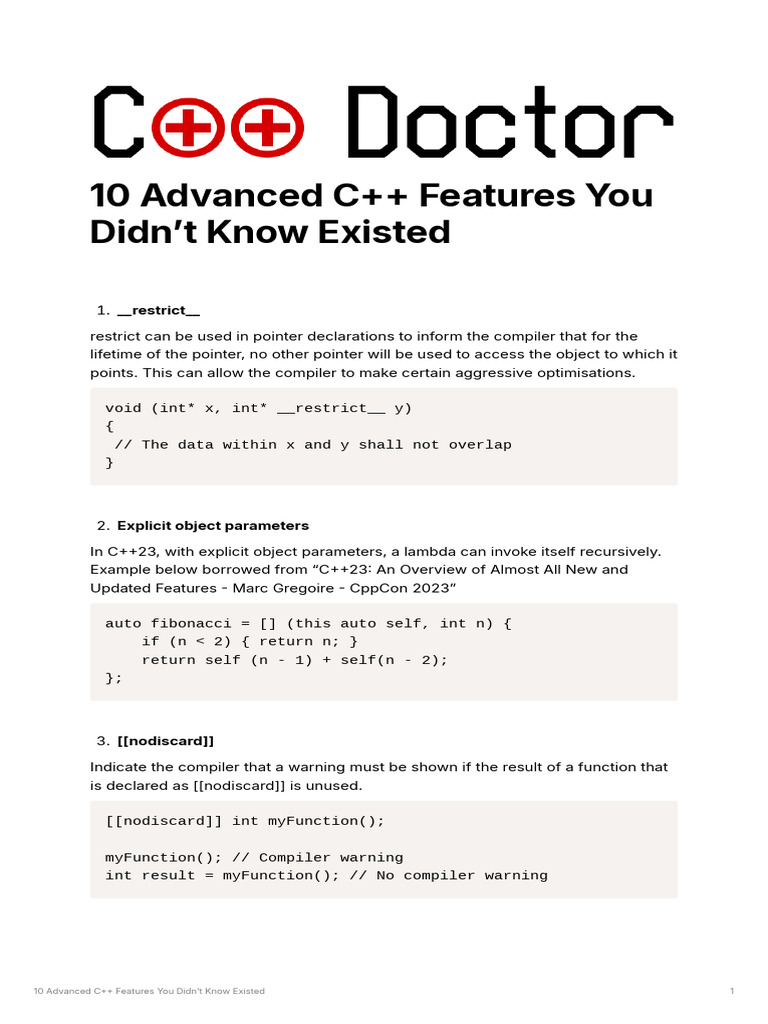 10 Advanced C++ Features You Didn't Know Existed | PDF | Pointer ...