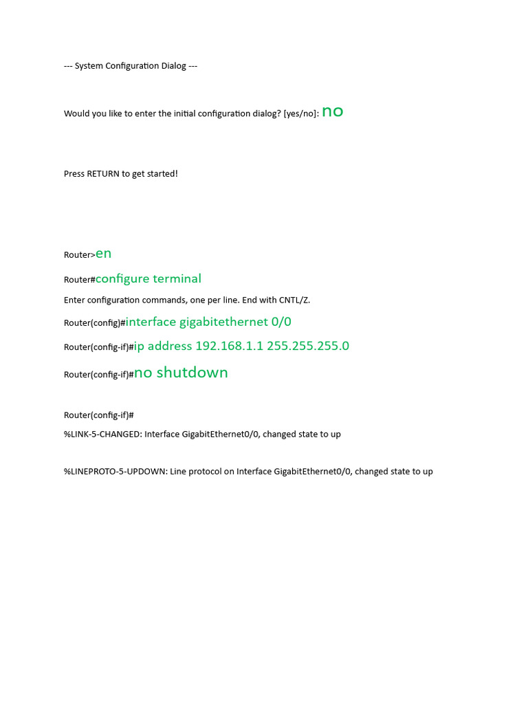 Router Configuration Commands Guide | PDF