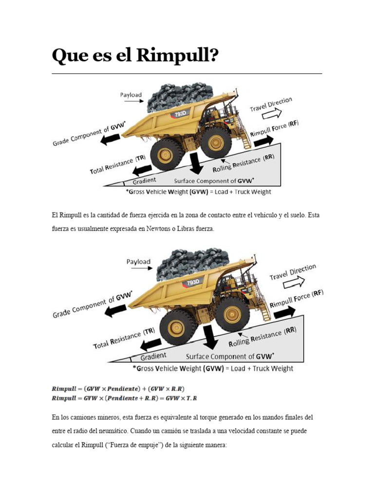 Rimpull en Camiones Mineros: Cálculo y Uso | PDF