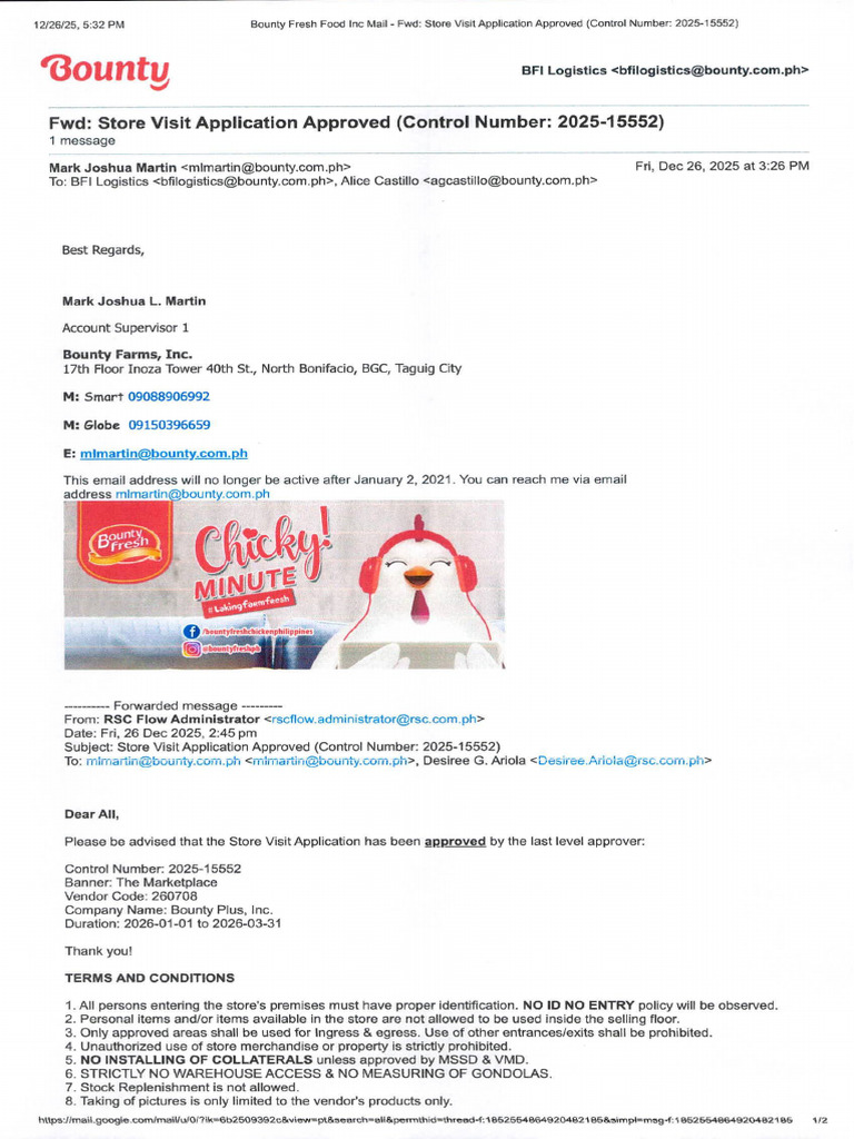 Store Visit Application Approved Notice | PDF | Service Industries ...