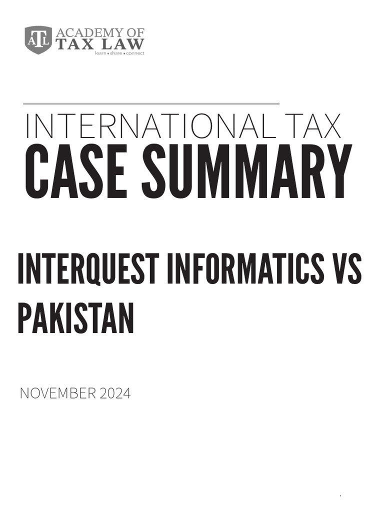 Pakistan vs Interquest Tax Case Summary | PDF | International Taxation ...