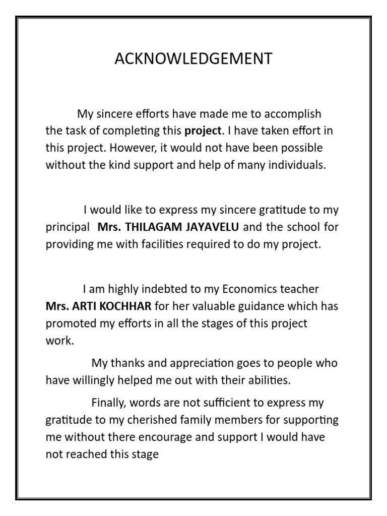 Project Acknowledgement and Gratitude | PDF