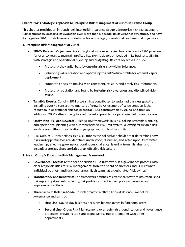 Zurich Insurance Group's ERM Strategy | PDF | Risk Management | Risk