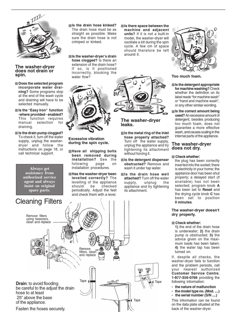 Ariston AWD129NA Washer Dryer Combo Manual Coin Trap Washing