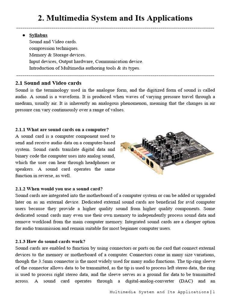 Multimedia Systems: Sound, Video, and Storage | PDF | Data Compression ...