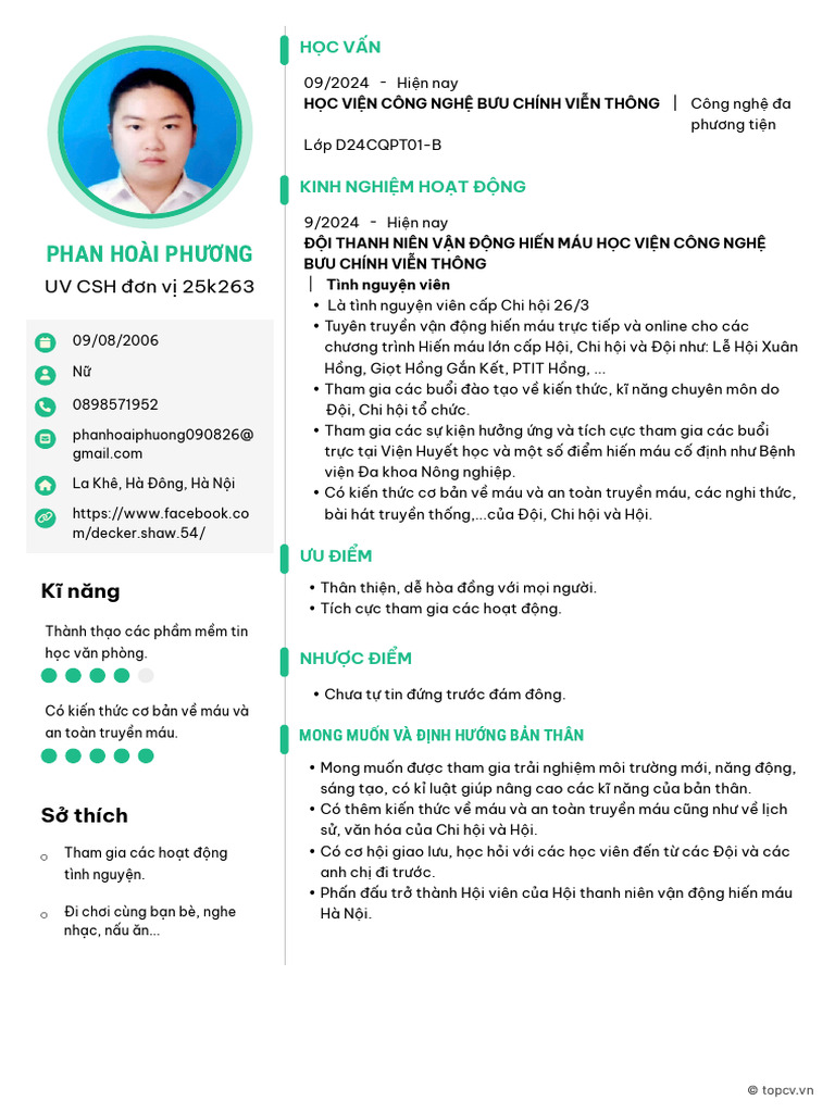 Phan Hoai Phuong TopCV - VN 270525.115511 | PDF