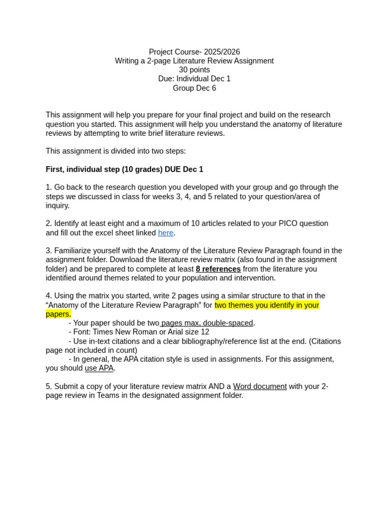 Literature Review Assignment 2025 2026 | PDF | Citation