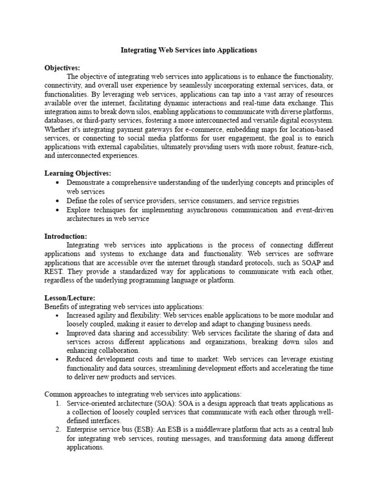 Integrating Web Services in Applications | PDF | Web Service | Service ...