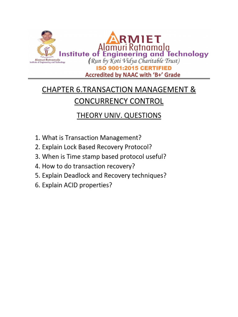 Transaction Management & Concurrency Control | PDF