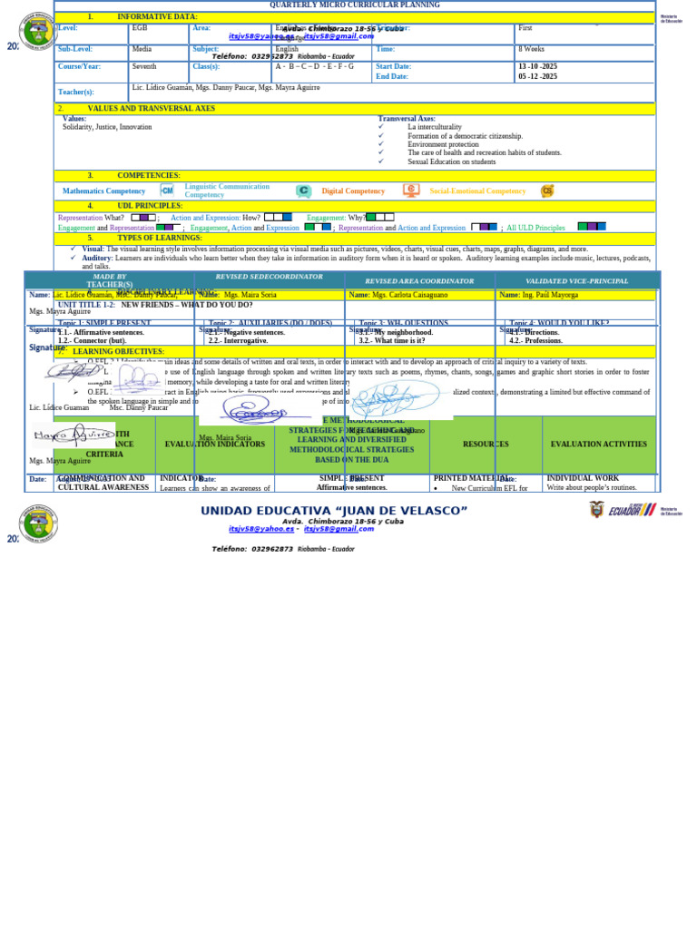 Micro-Planning First Trimester 7th | PDF | Behavior Modification ...