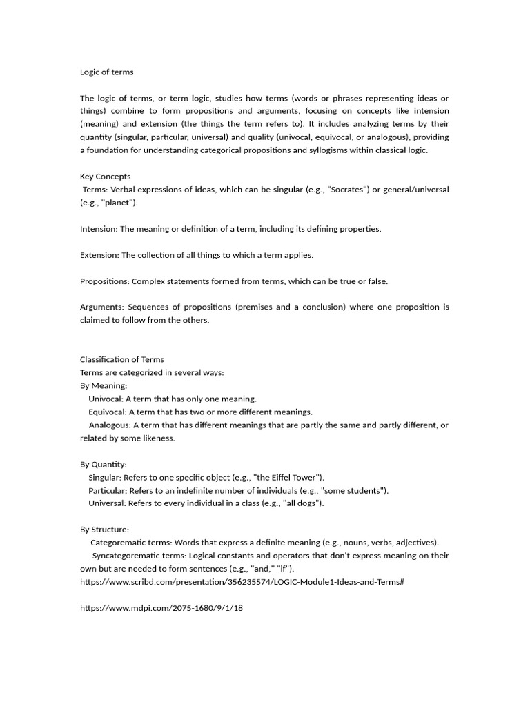 Understanding Term Logic and Supposition | PDF | Logic | Definition
