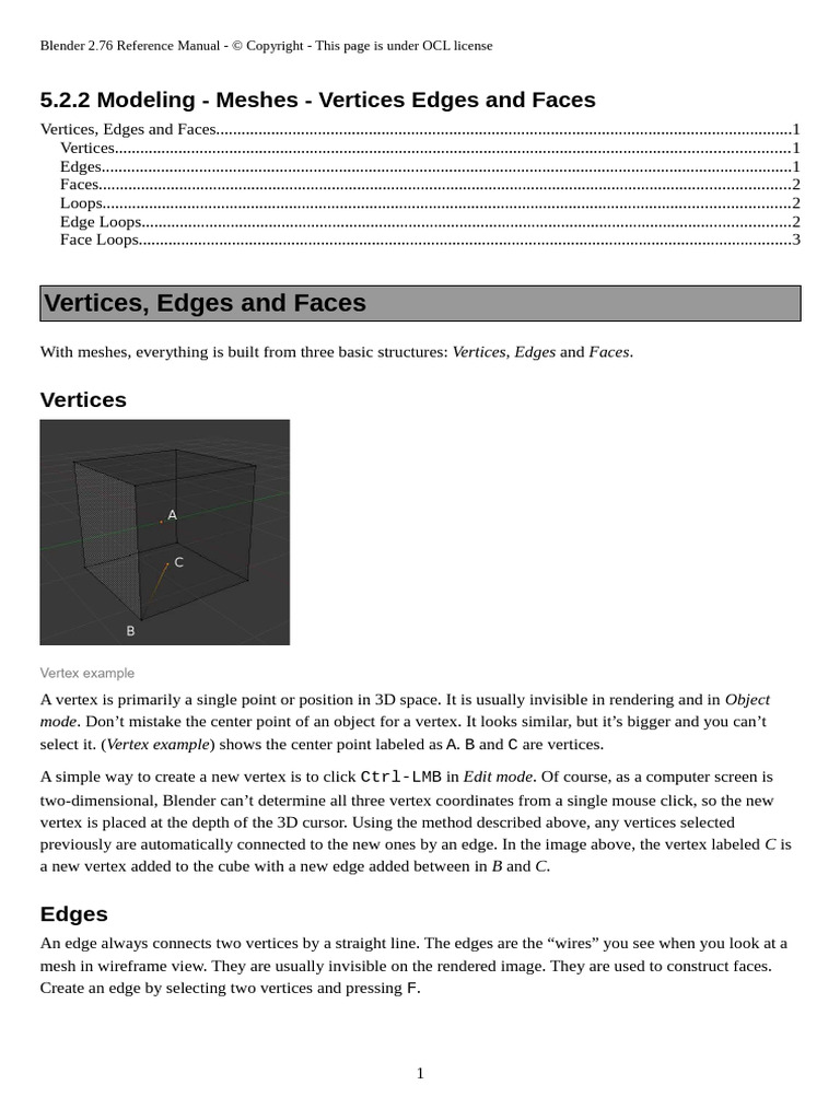 Blender 2.76: Mesh Modeling Guide | PDF | Vertex (Geometry) | Computer ...