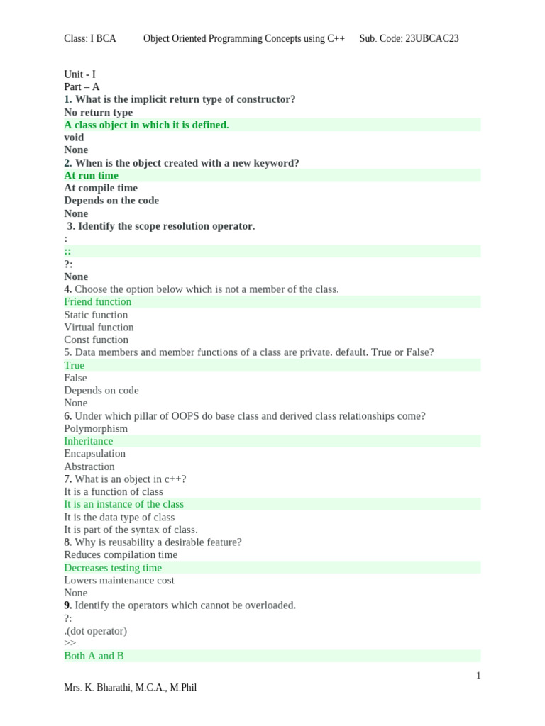 C++ Object Oriented Programming Concepts | PDF | Method (Computer ...