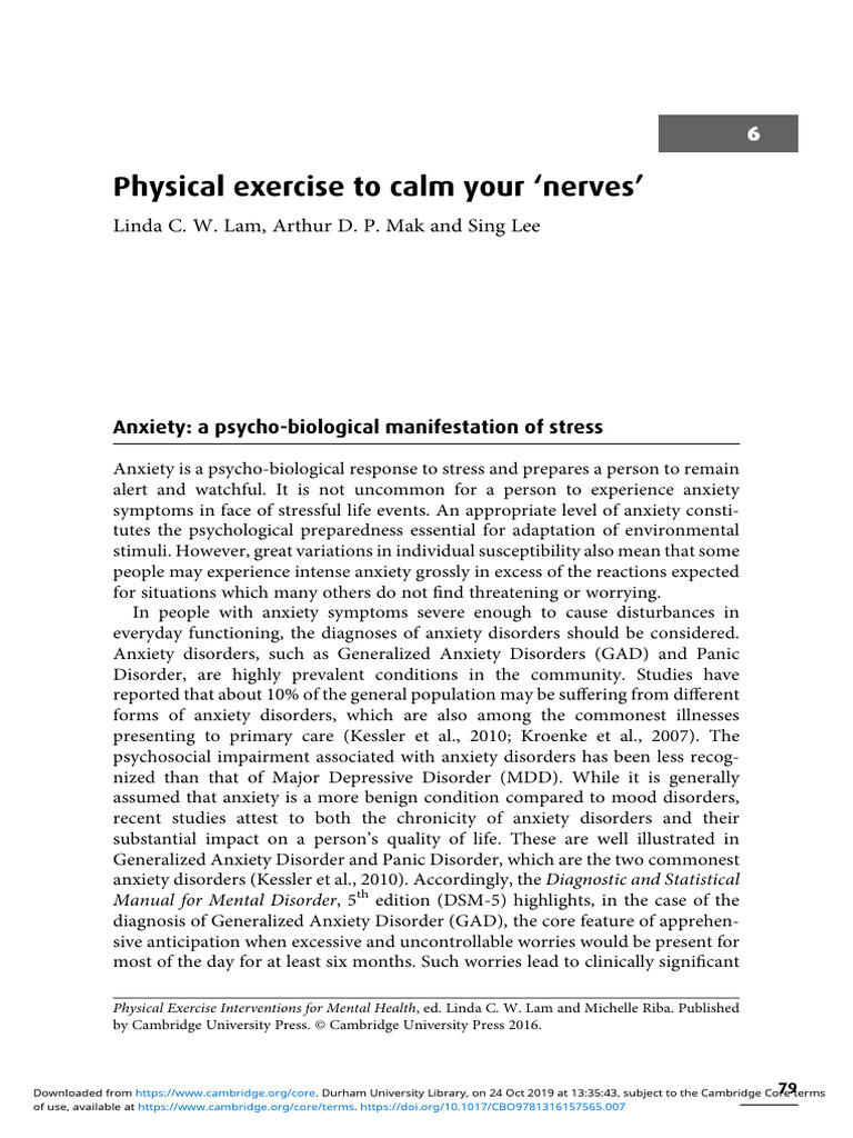 Cap 6 - Physical Exercise To Calm Your Nerves' | PDF | Anxiety | Mental ...