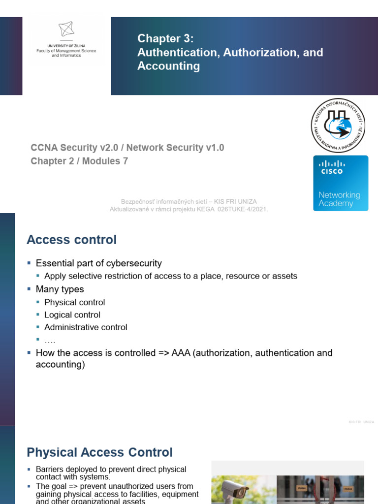 Informačné siete: AAA a prístupová kontrola | PDF | Radius | Security