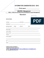 Application Form For Candidates 2012 - 2013 Surname: First Name