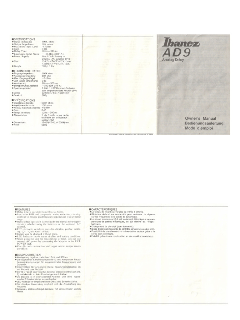 Ibanez AD9 Manual | PDF
