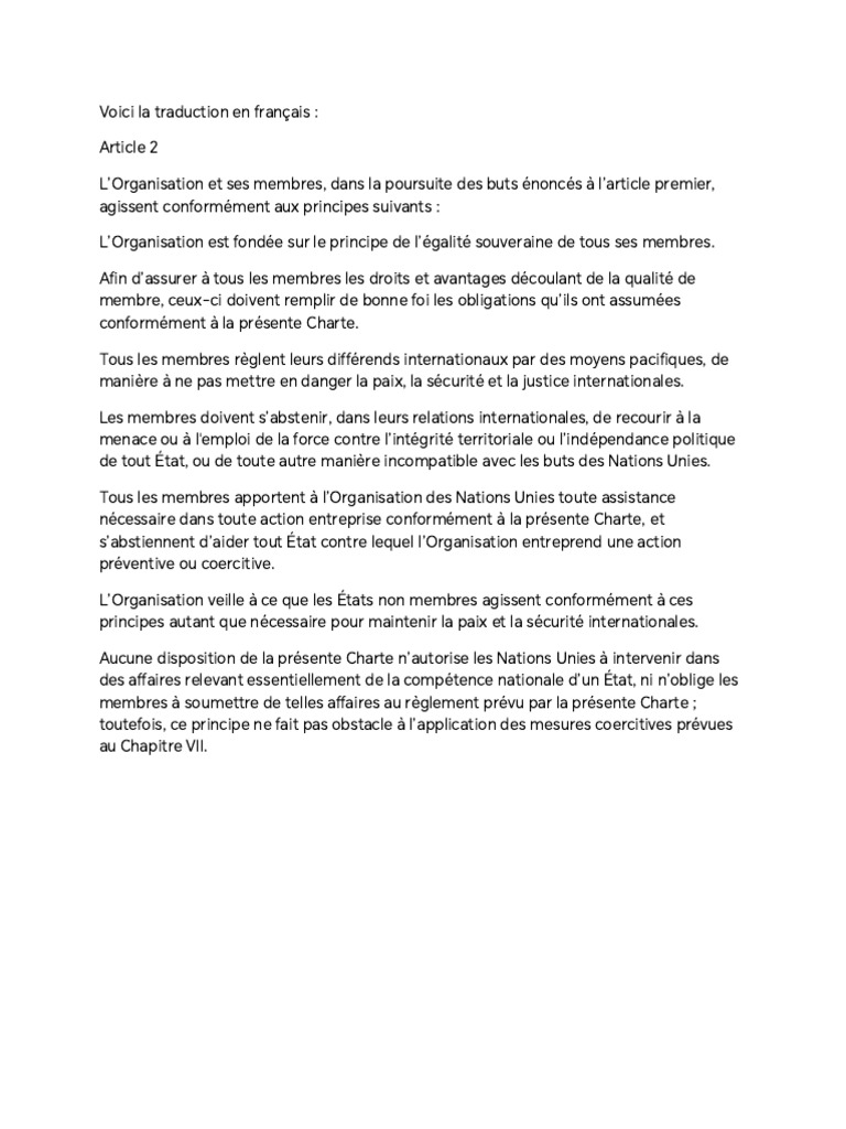 Principes de l'Organisation des Nations Unies | PDF