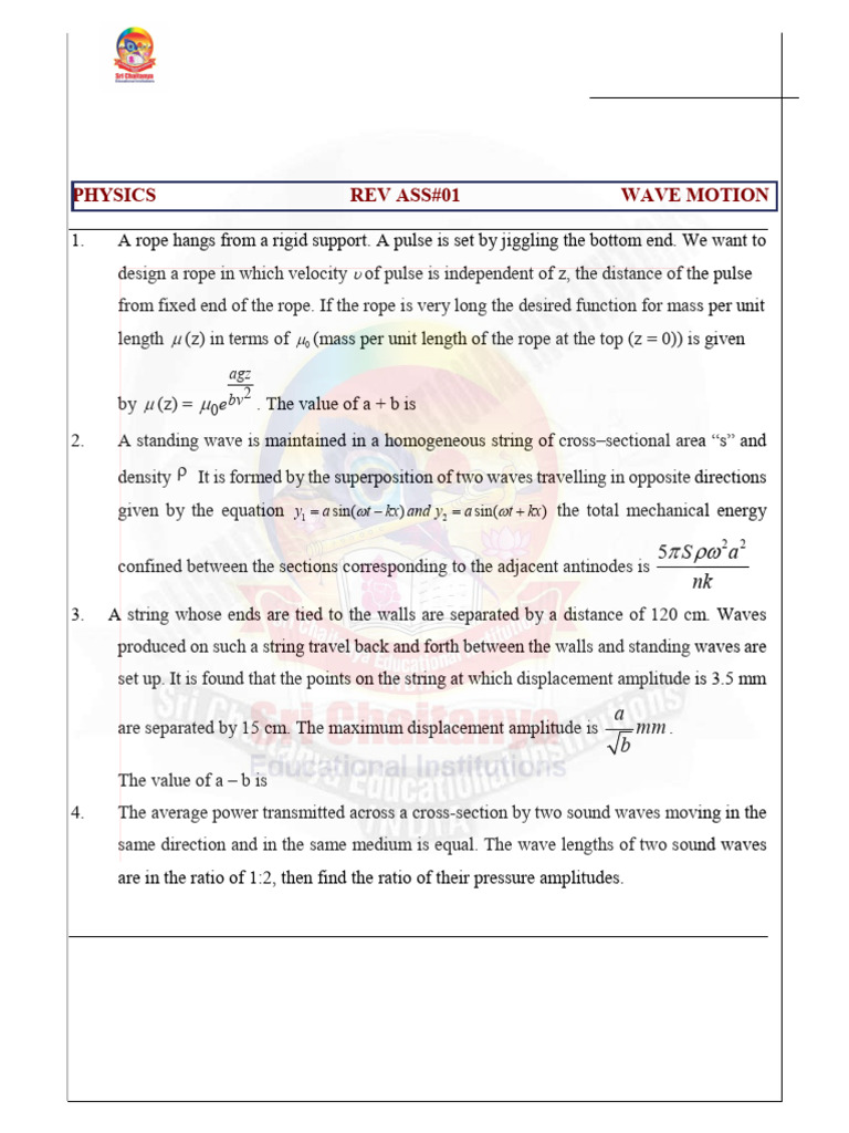 Wave Motion Physics Problems and Solutions | PDF | Waves | Physics