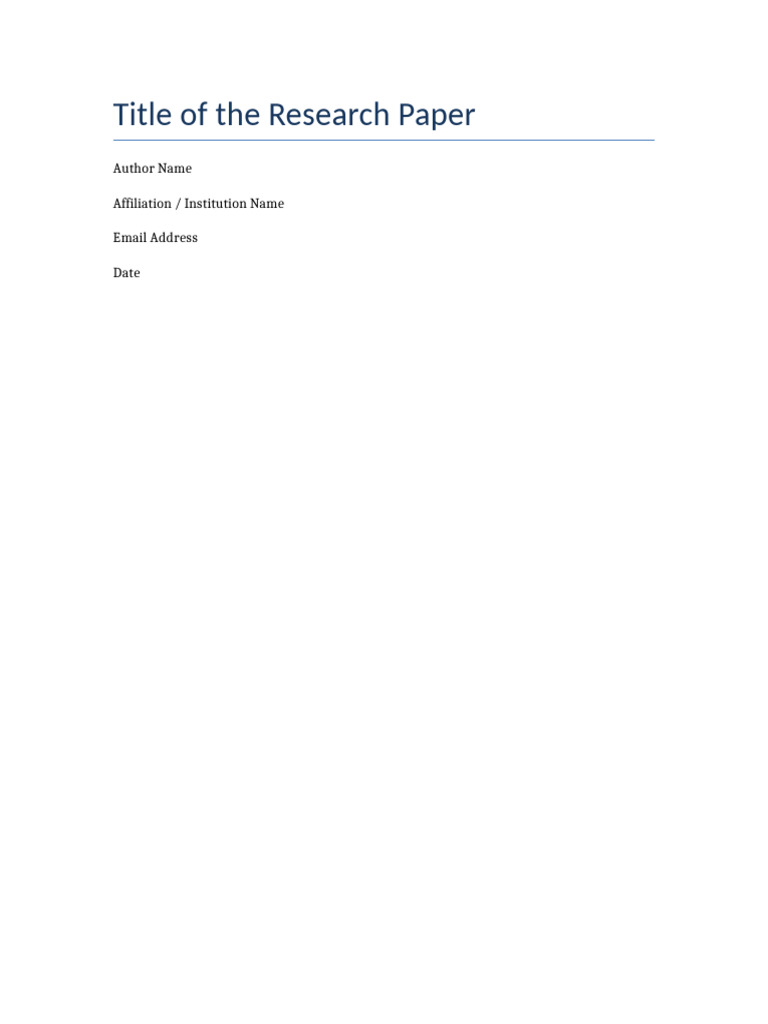 Research Paper Template | PDF