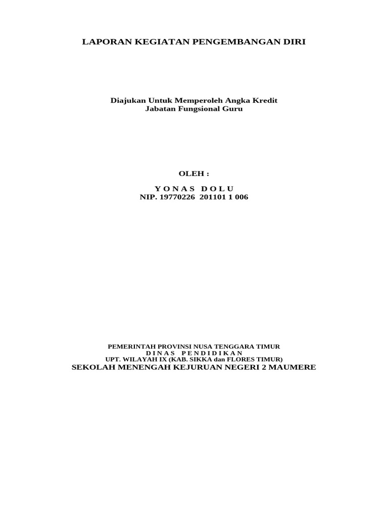 Laporan Pengembangan Diri Guru SMK | PDF
