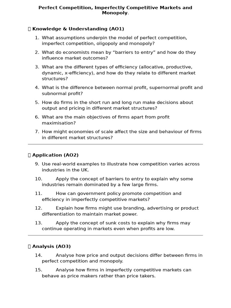 Market Structures: Competition & Monopoly Insights | PDF | Imperfect ...