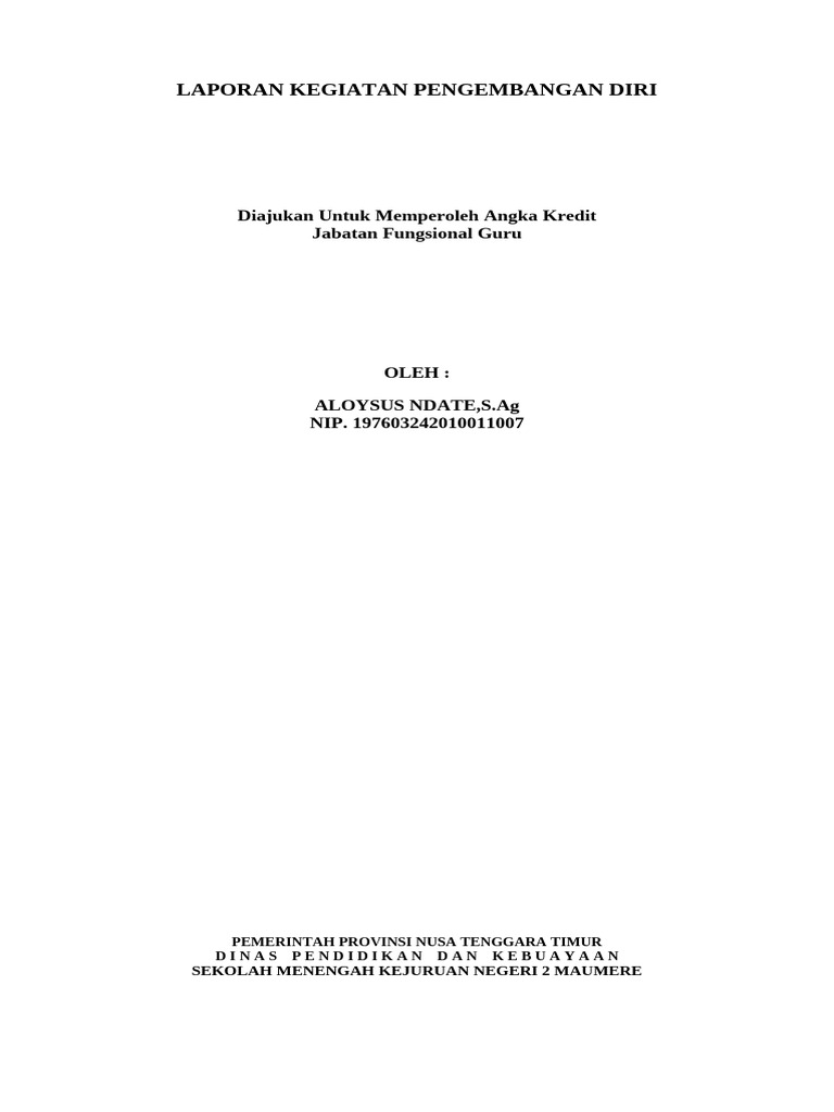 Laporan Pengembangan Diri Guru SMK | PDF