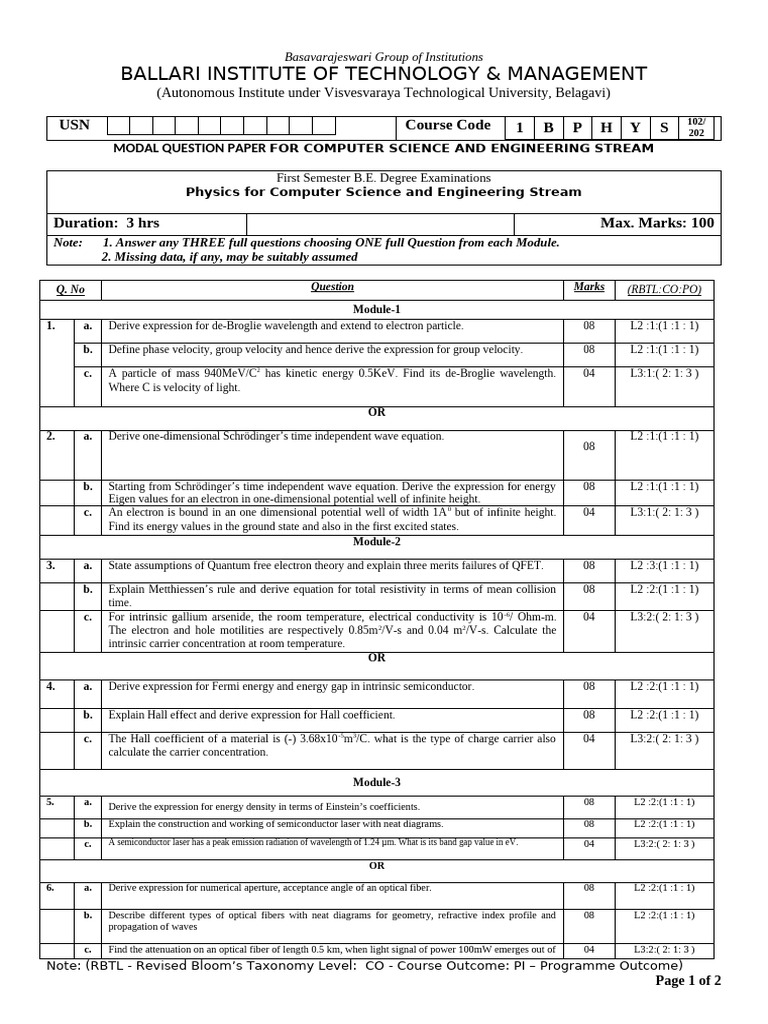 Computer Science Engineering Exam Paper | PDF | Electrical Resistivity ...