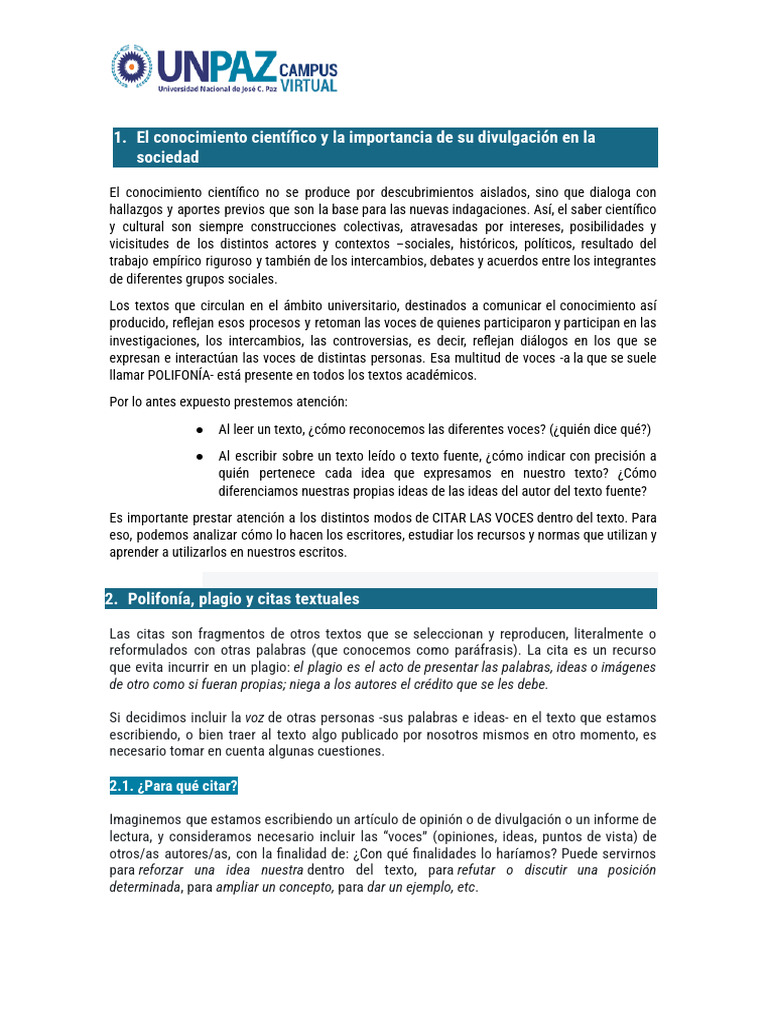 Material de Apoyo para La Escritura Académica .Docx (1) - 1-6 | PDF ...