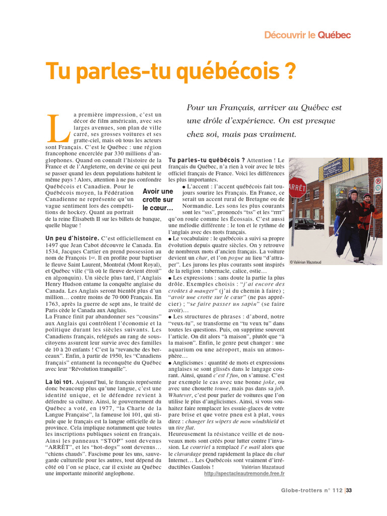 Comprendre le français québécois | PDF | Canada | Québec