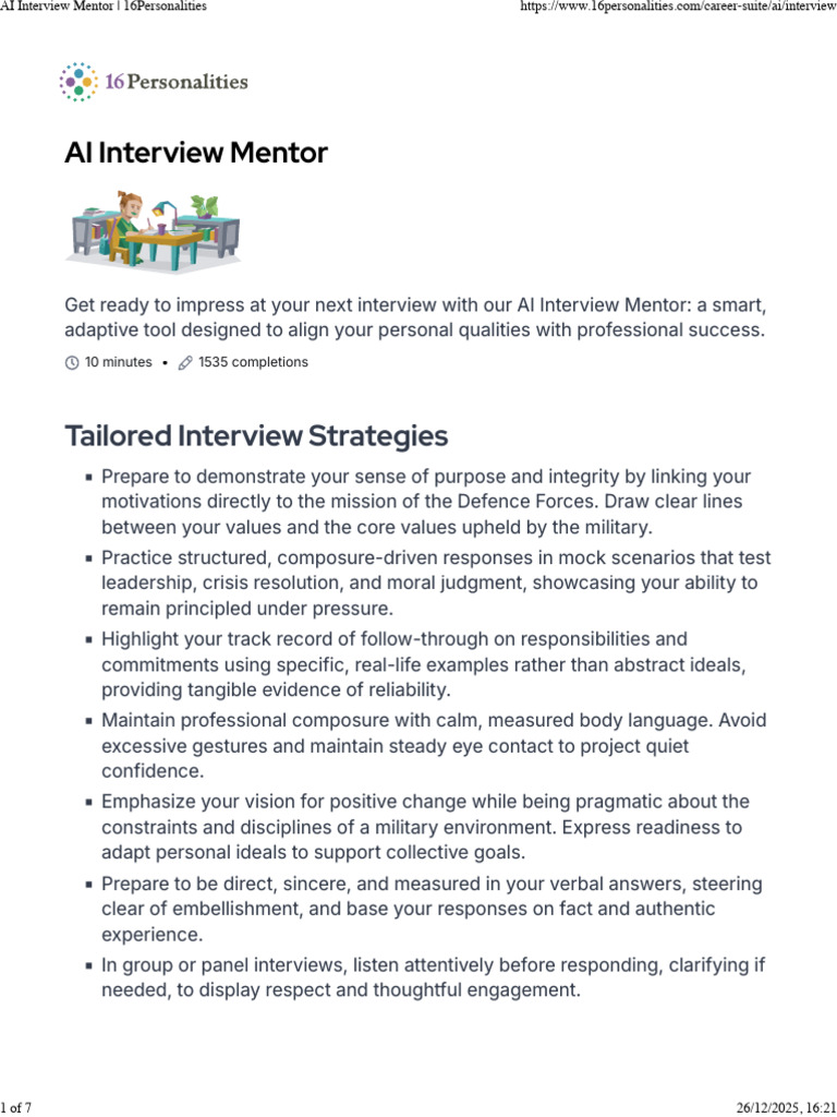AI Interview Strategies for Military Roles | PDF | Leadership | Value ...