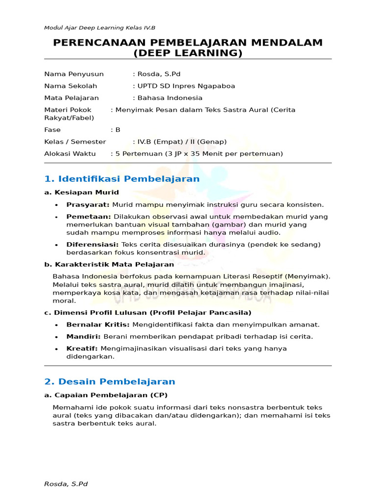 Modul Deep Learning Bahasa Indonesia Kelas IV | PDF